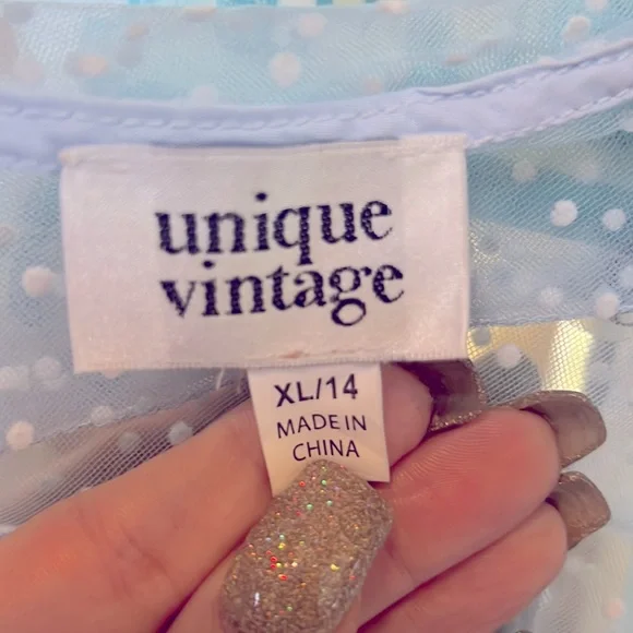 Pale blue polka dot Libby swing dress - Picture 5 of 6